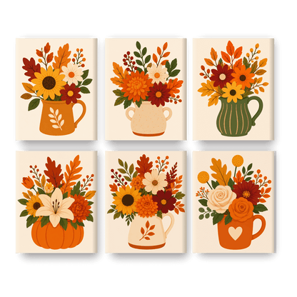 6 Mini Paintings | Herfst Boeket Set - Schilder Op Nummers