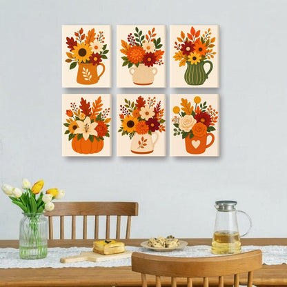 6 Mini Paintings | Herfst Boeket Set