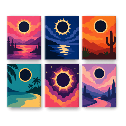 6 Mini Paintings | Eclips Horizonten Set - Schilder Op Nummers