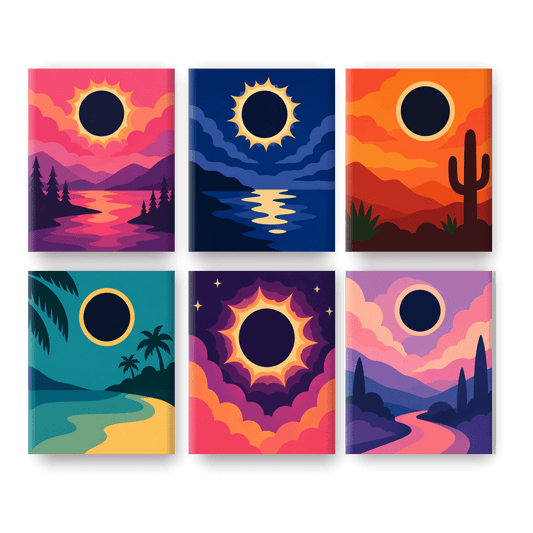 6 Mini Paintings | Eclips Horizonten Set - Schilder Op Nummers