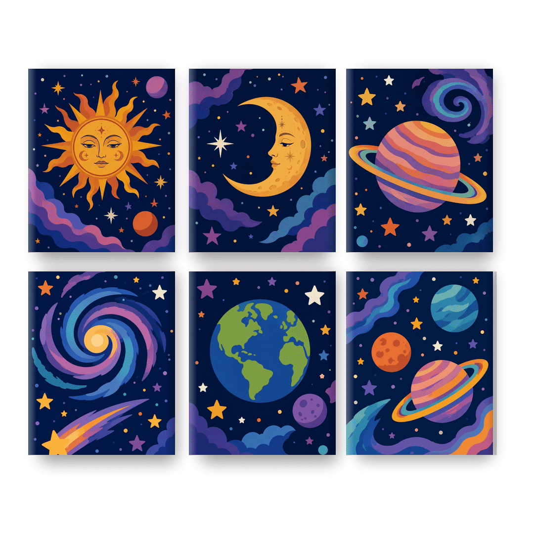 6 Mini Paintings | Magisch Universum Set - Schilder Op Nummers