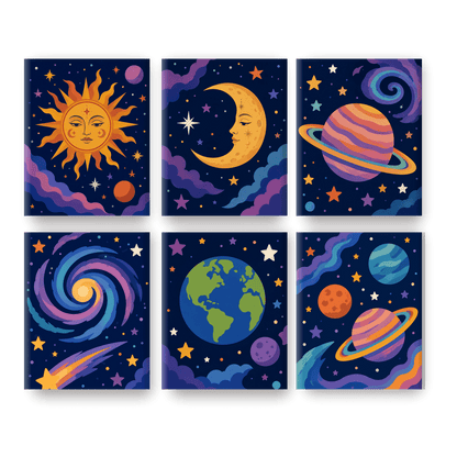 6 Mini Paintings | Magisch Universum Set - Schilder Op Nummers