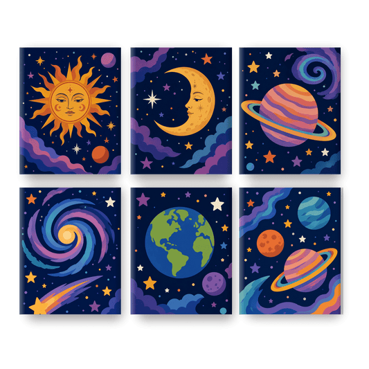 6 Mini Paintings | Magisch Universum Set - Schilder Op Nummers