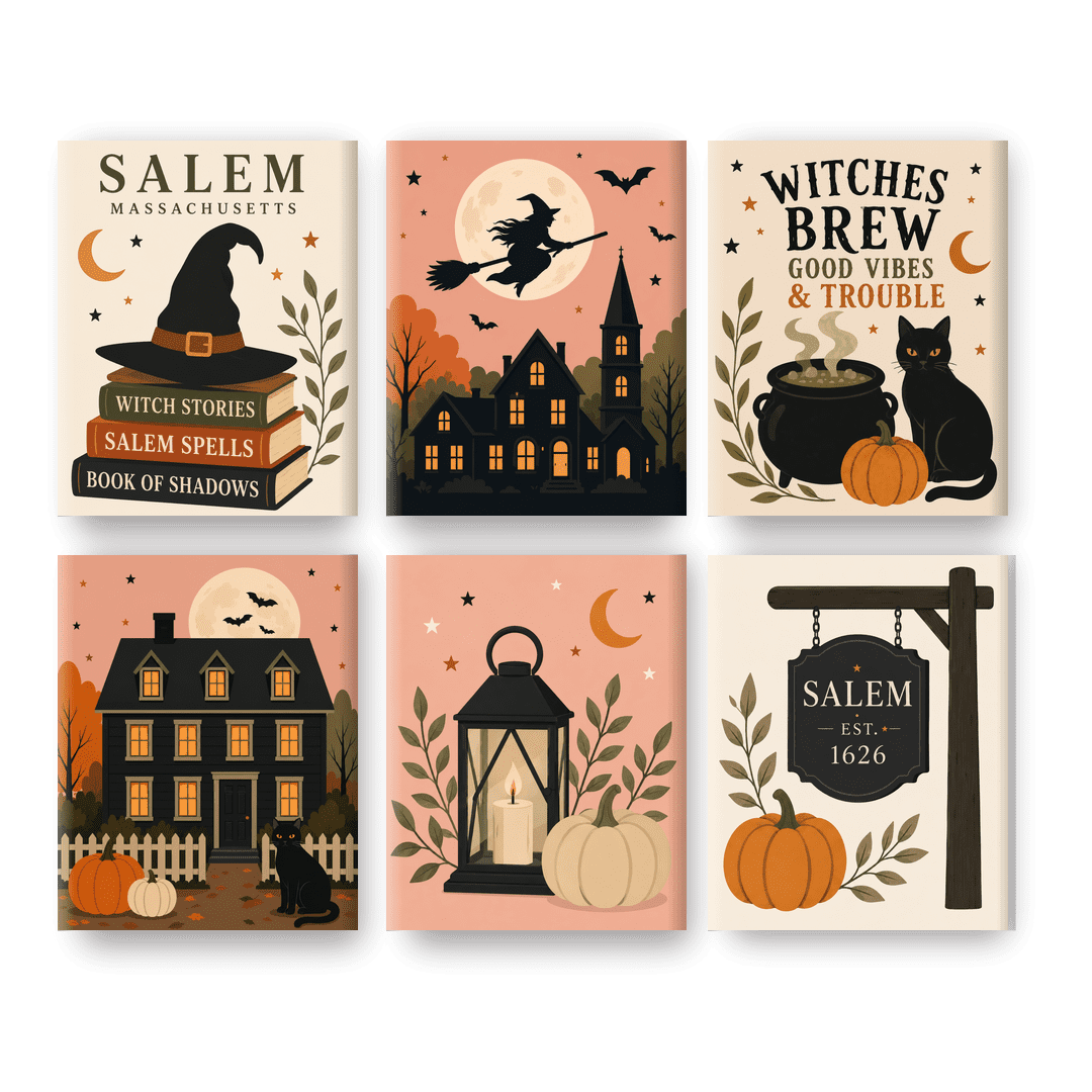 6 Mini Paintings | Salem Heksen Stad Set - Schilder Op Nummers