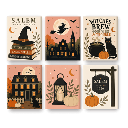 6 Mini Paintings | Salem Heksen Stad Set - Schilder Op Nummers