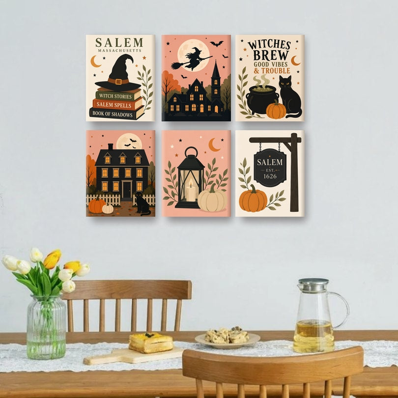6 Mini Paintings | Salem Heksen Stad Set