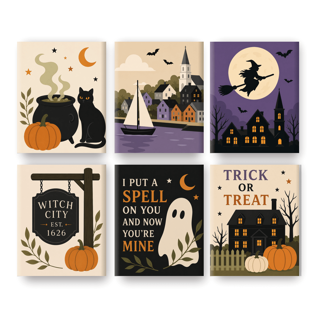 6 Mini Paintings | Spooky Salem Set - Schilder Op Nummers