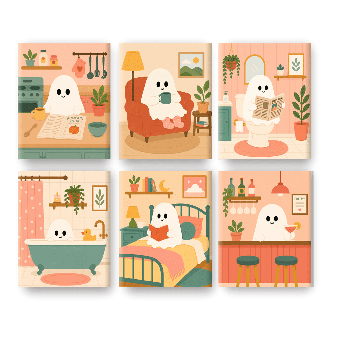 6 Mini Paintings | Het Schattige Spookje Set - Schilder Op Nummers