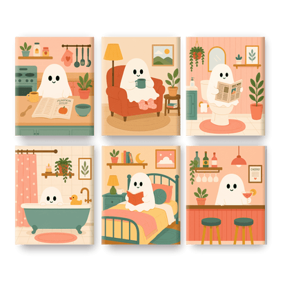 6 Mini Paintings | Het Schattige Spookje Set - Schilder Op Nummers