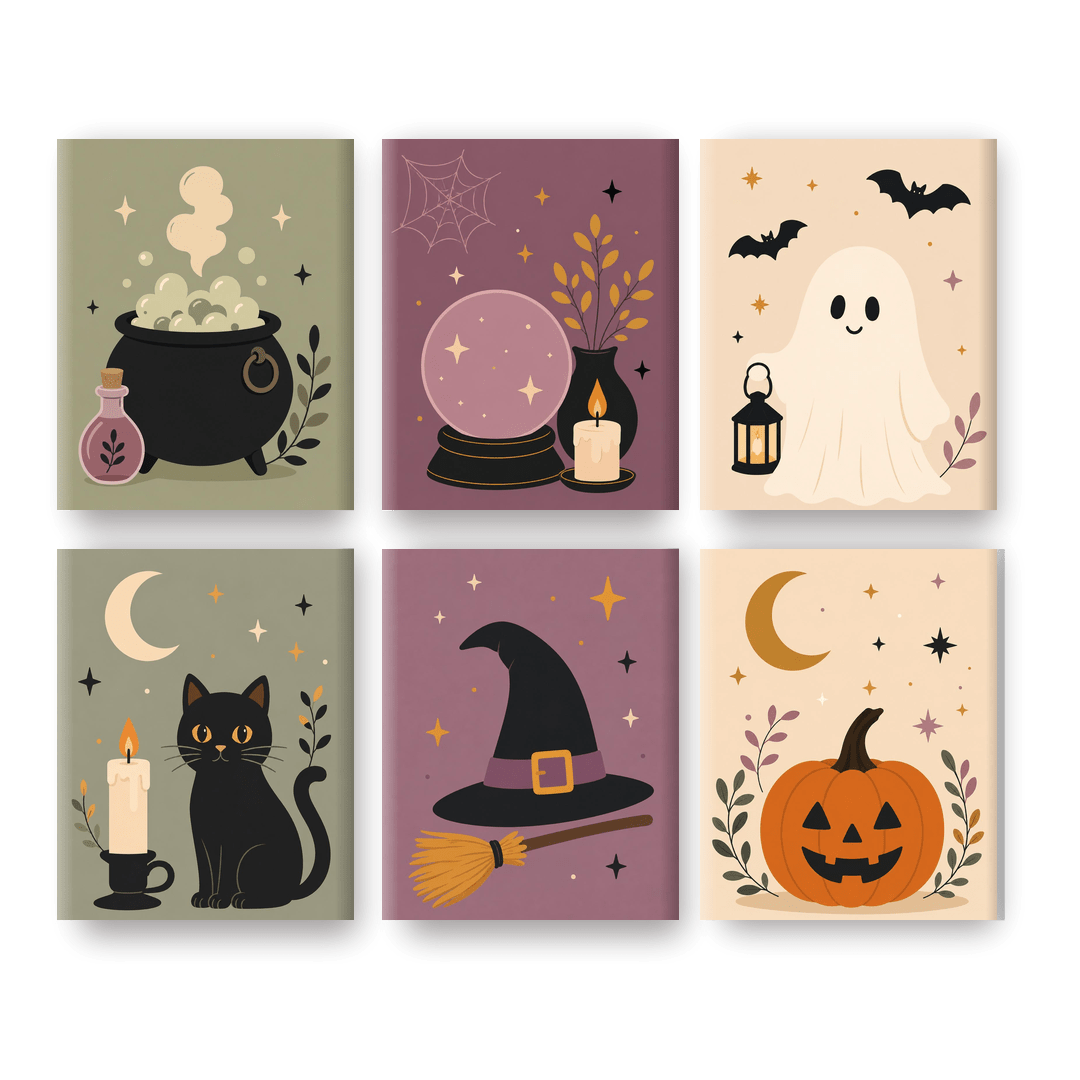 6 Mini Paintings | Heksen Iconen Set - Schilder Op Nummers