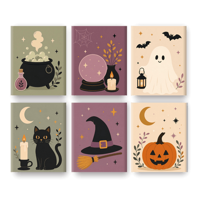 6 Mini Paintings | Heksen Iconen Set - Schilder Op Nummers