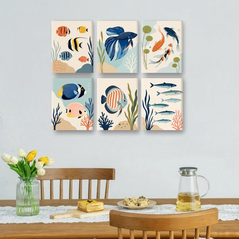 6 Mini Paintings | Prachtige Vissen Set