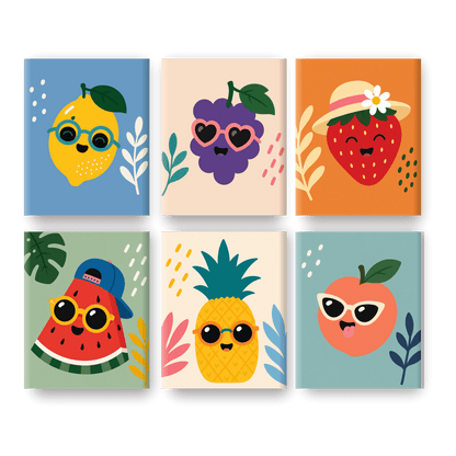 6 Mini Paintings | Cool Fruit Set - Schilder Op Nummers