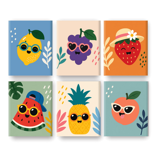 6 Mini Paintings | Cool Fruit Set - Schilder Op Nummers