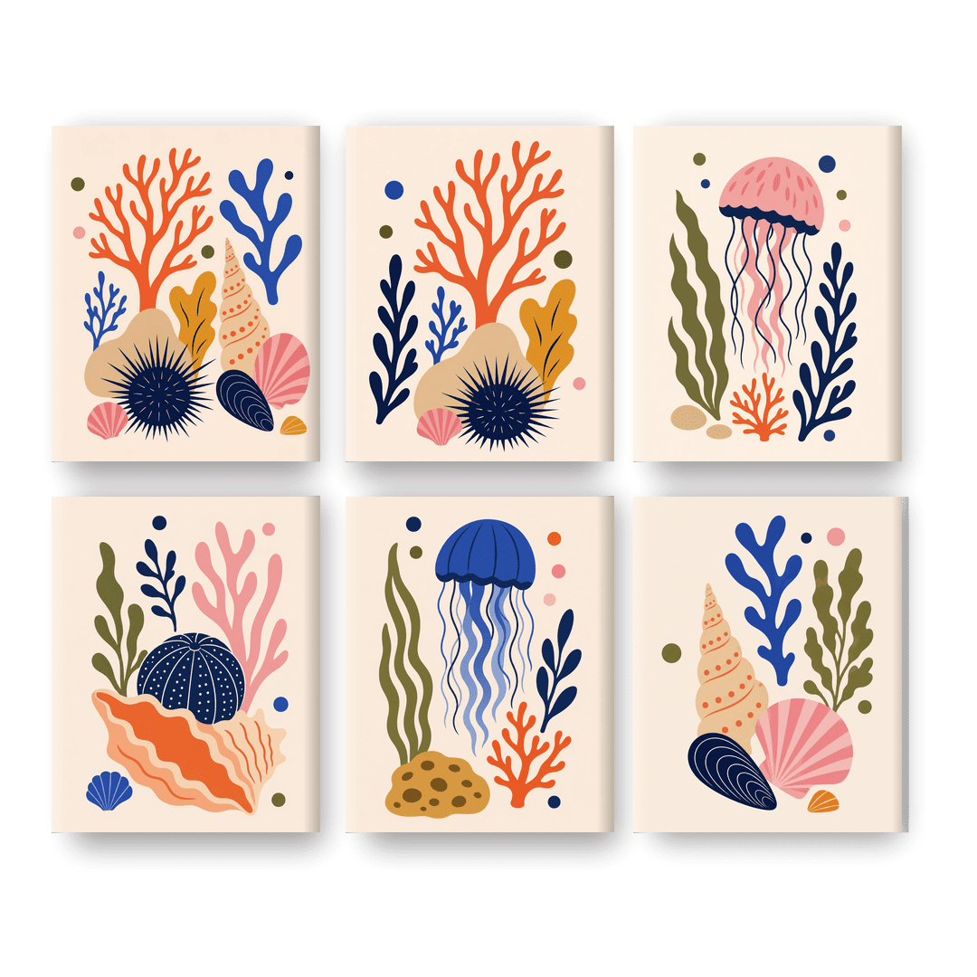 6 Mini Paintings | Gedurfde Oceaan Set - Schilder Op Nummers