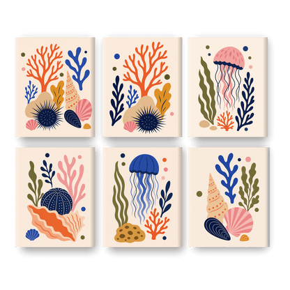 6 Mini Paintings | Gedurfde Oceaan Set - Schilder Op Nummers