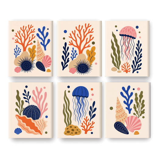 6 Mini Paintings | Gedurfde Oceaan Set - Schilder Op Nummers