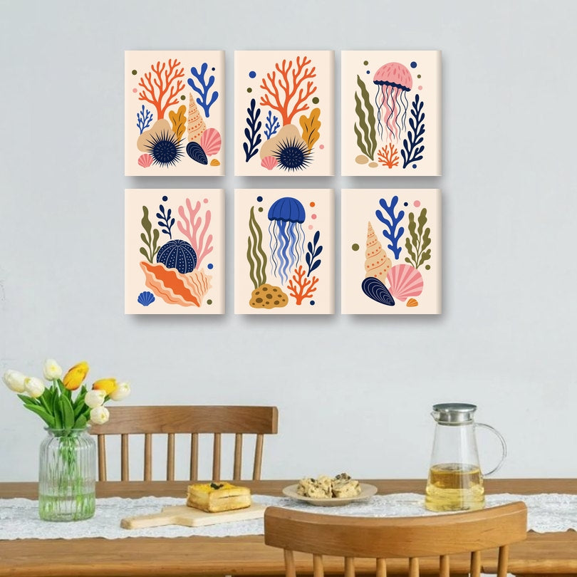 6 Mini Paintings | Gedurfde Oceaan Set