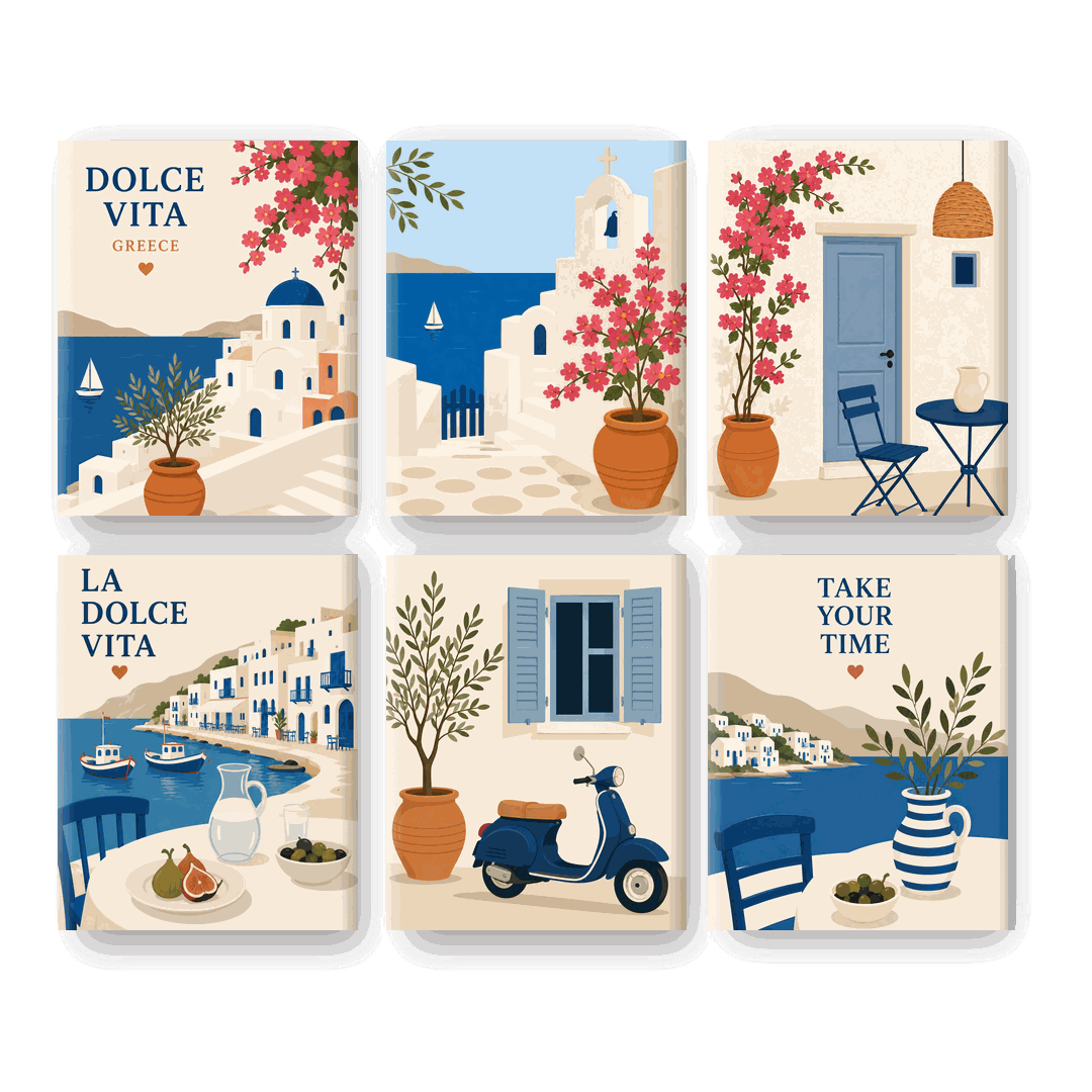 6 Mini Paintings | Griekse Ontsnapping Set - Schilder op nummers