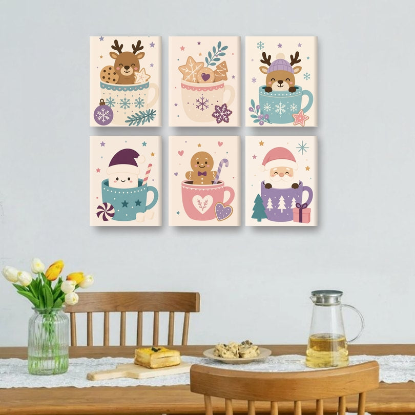 6 Mini Paintings | Kerst in Kopjes Set