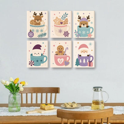 6 Mini Paintings | Kerst in Kopjes Set
