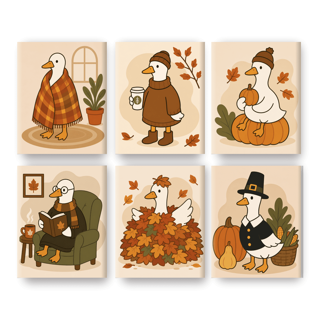 6 Mini Paintings | Herfst Gans Dagen Set - Schilder op nummers