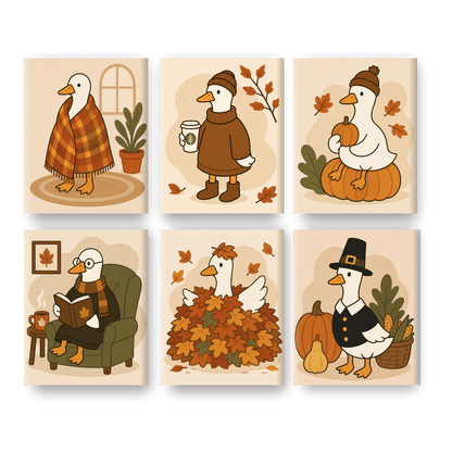6 Mini Paintings | Herfst Gans Dagen Set - Schilder op nummers