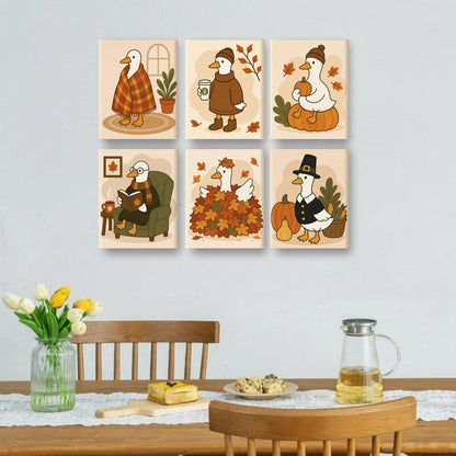 6 Mini Paintings | Herfst Gans Dagen Set
