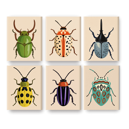 6 Mini Paintings | Kever Collectie Set - Schilder op nummers