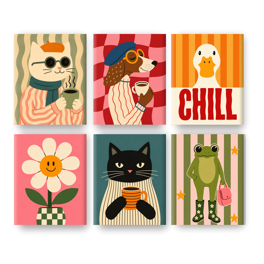 6 Mini Paintings | Chill Vrienden Set - Schilder op nummers