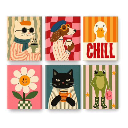 6 Mini Paintings | Chill Vrienden Set - Schilder op nummers