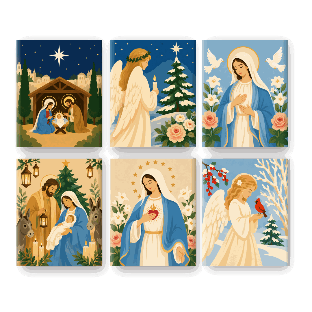 6 Mini Paintings | Kerst Gratie Set - Schilder op nummers