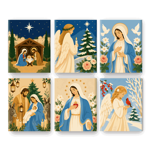 6 Mini Paintings | Kerst Gratie Set - Schilder op nummers