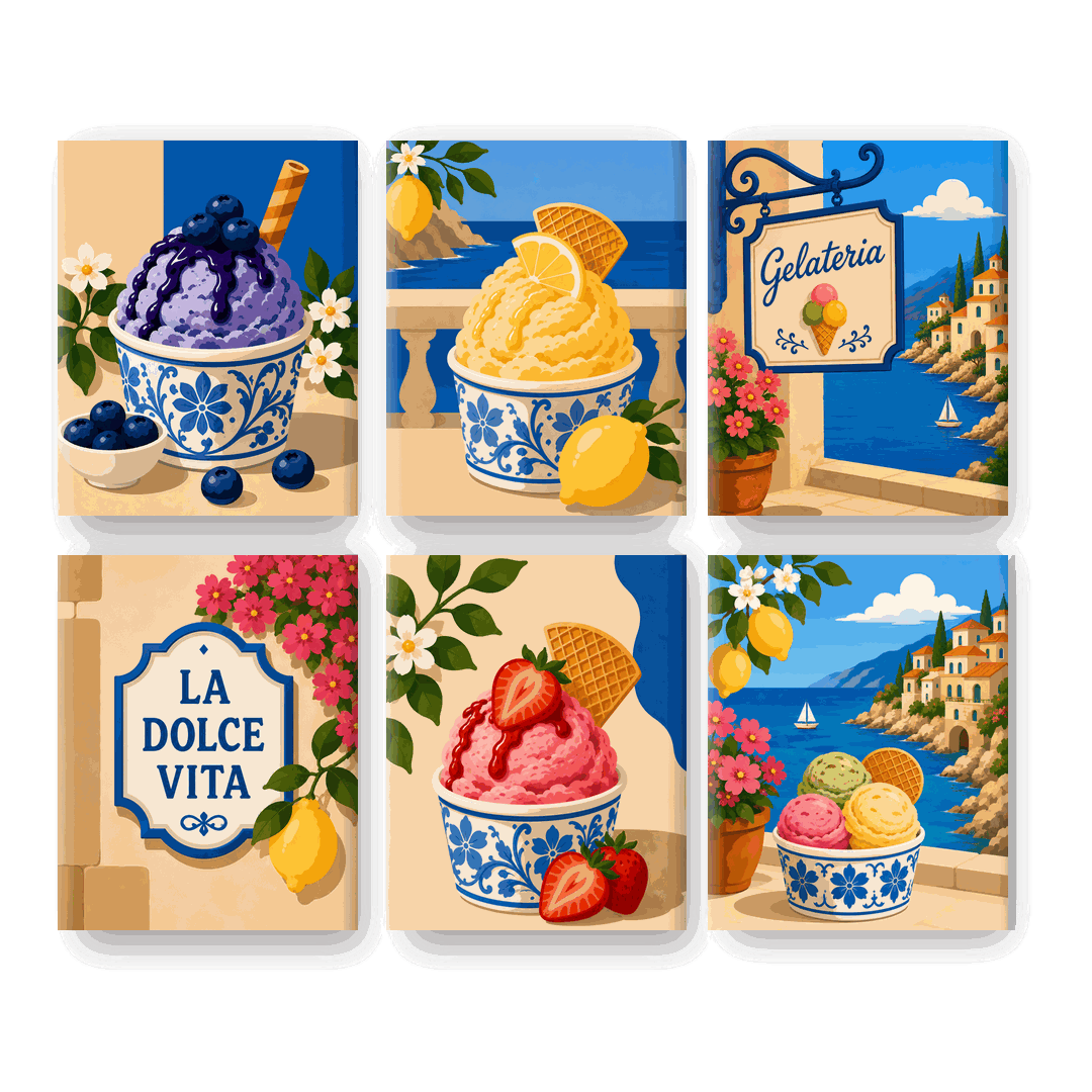 6 Mini Paintings | Gelato Ontsnapping Set - Schilder op nummers