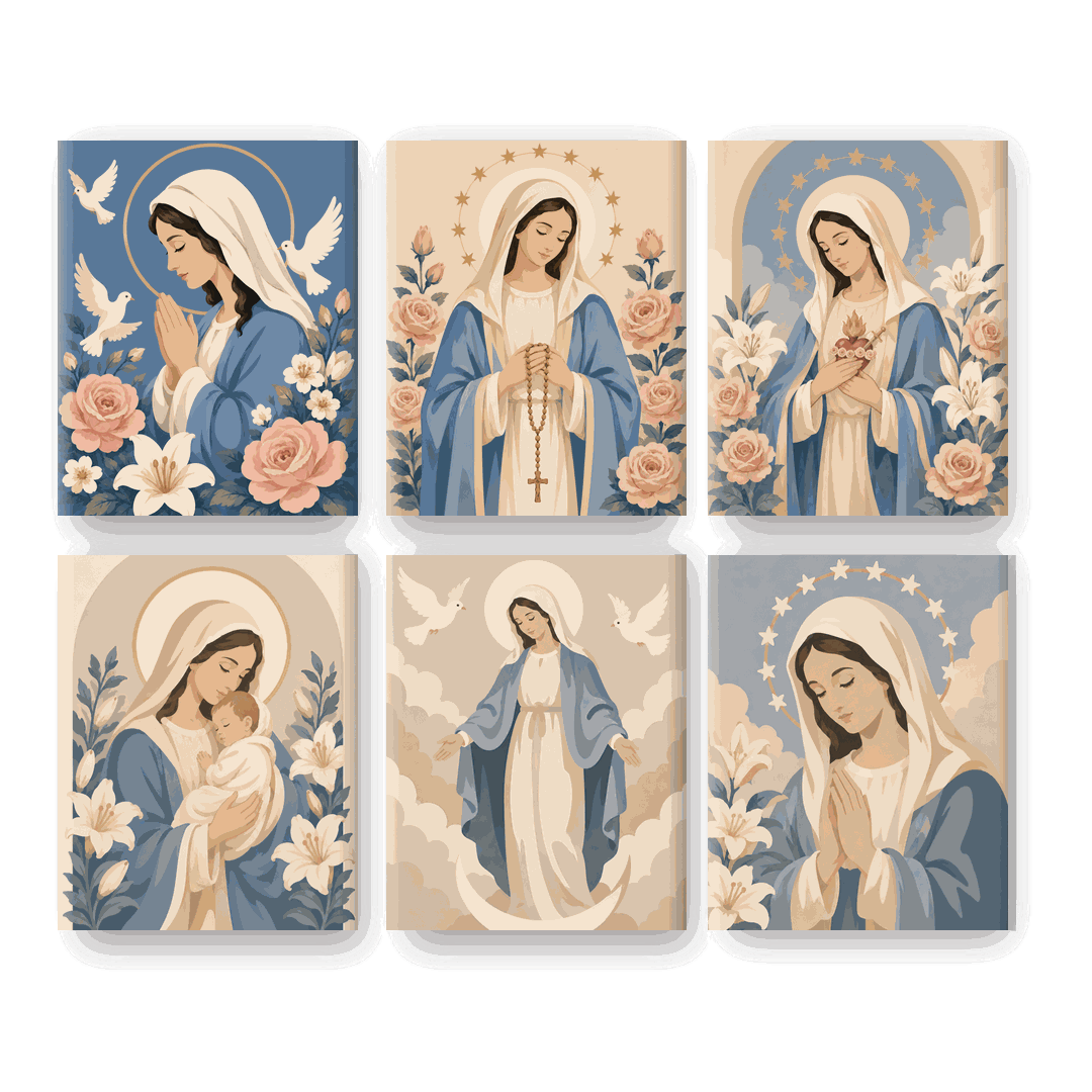 6 Mini Paintings | Genade van Maria Set - Schilder op nummers