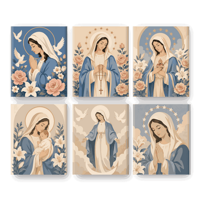 6 Mini Paintings | Genade van Maria Set - Schilder op nummers