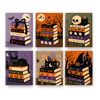 6 Mini Paintings | Griezelige Hoofdstukken Set - Schilder Op Nummers