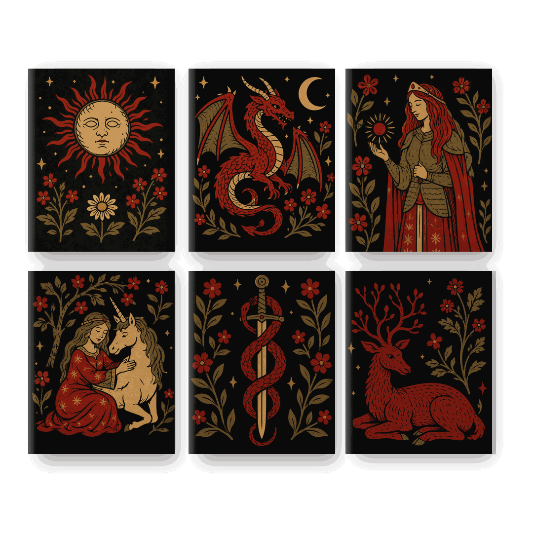 6 Mini Paintings | Middeleeuws Magie Set - Schilder Op Nummers