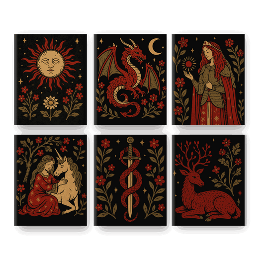 6 Mini Paintings | Middeleeuws Magie Set - Schilder Op Nummers
