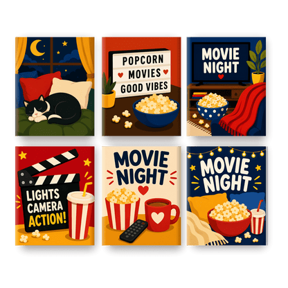 6 Mini Paintings | Movies & Chill Set - Schilder Op Nummers