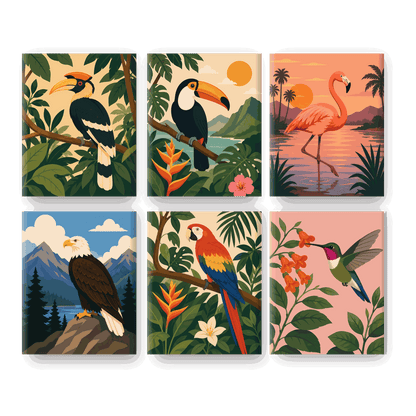 6 Mini Paintings | Exotische Vogel Set - Schilder Op Nummers