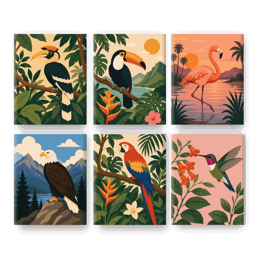 6 Mini Paintings | Exotische Vogel Set - Schilder Op Nummers