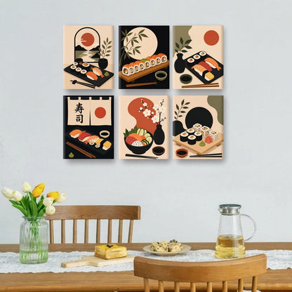 6 Mini Paintings | Sushi Avond Set