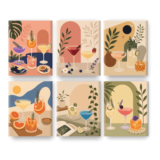 6 Mini Paintings | Botanische Cocktails Set - Schilder Op Nummers