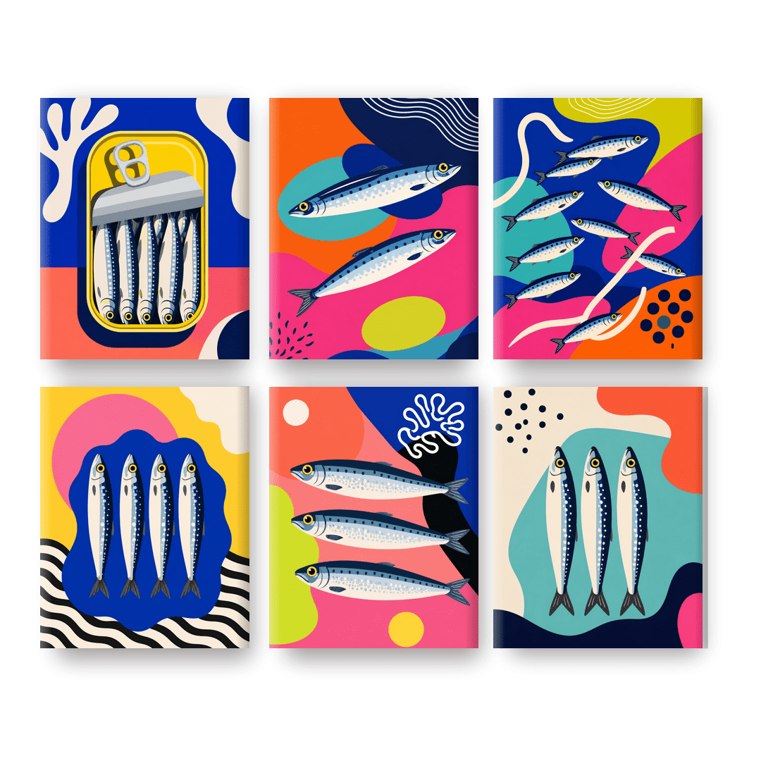 6 Mini Paintings | Sardine Pop Art Set - Schilder Op Nummers