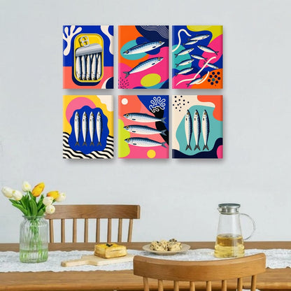 6 Mini Paintings | Sardine Pop Art Set