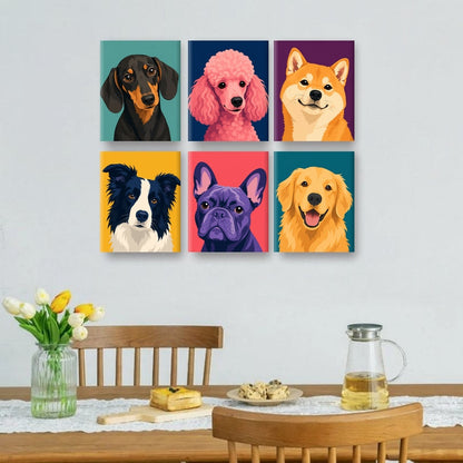 6 Mini Paintings | Hondenrassen Portretten Set