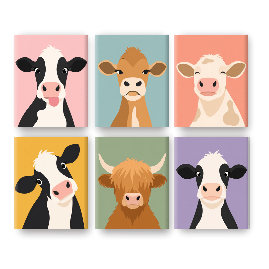 6 Mini Paintings | Schattige Koeien Set - Schilder Op Nummers