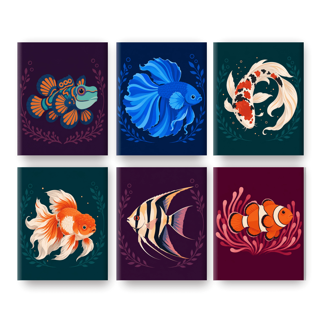 6 Mini Paintings | Fancy Aquariumvissen Set - Schilder Op Nummers
