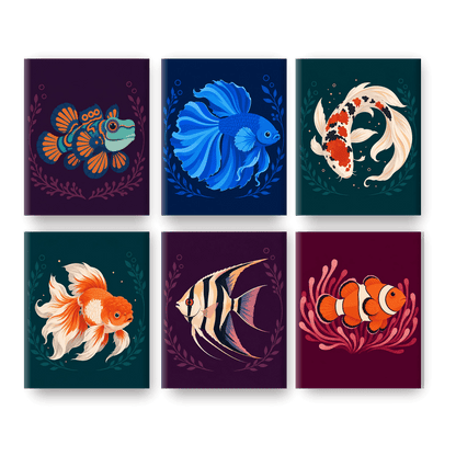 6 Mini Paintings | Fancy Aquariumvissen Set - Schilder Op Nummers